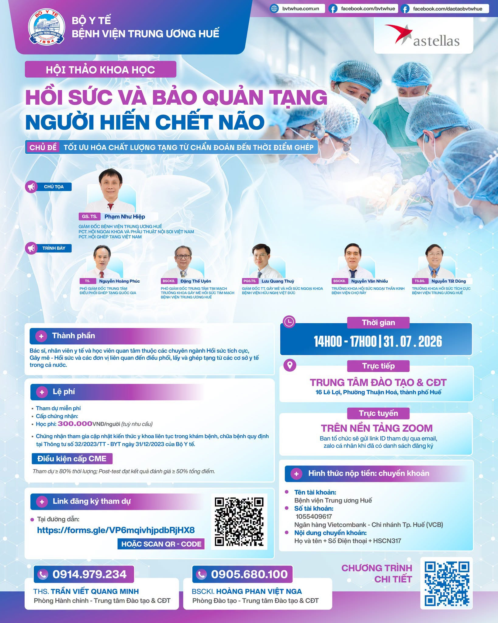 HỘI THẢO KHOA HỌC HỒI SỨC VÀ BẢO QUẢN TẠNG NGƯỜI HIẾN CHẾT NÃO