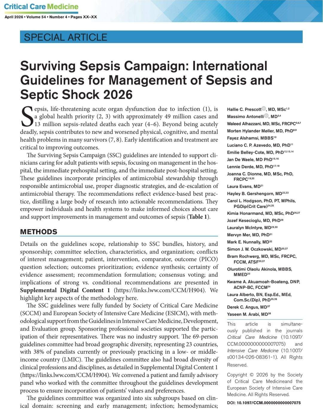 Hướng dẫn Quốc tế về Quản lý Nhiễm khuẩn huyết và Sốc nhiễm khuẩn năm 2026